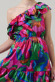 Evolet Floral Paradise Satin One Shoulder Mini Dress