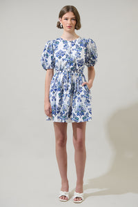 Viara Floral Alba Puff Sleeve Mini Dress