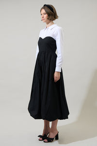 Stori Collared Long Sleeve Maxi Dress