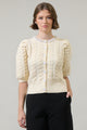 Jamari Bead Embellished Button Front Cropped Cardigan