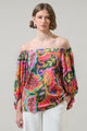 Lilia Tropical Floral Off the Shoulder Balloon Sleeve Top