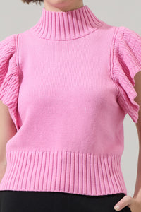 Diantha Ruffled Cropped Sweater Top