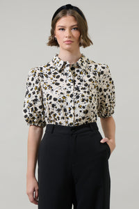 Jaleah Bubble Sleeve Button Up Blouse