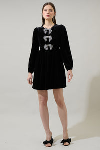 Glow Bow Velvet Dress