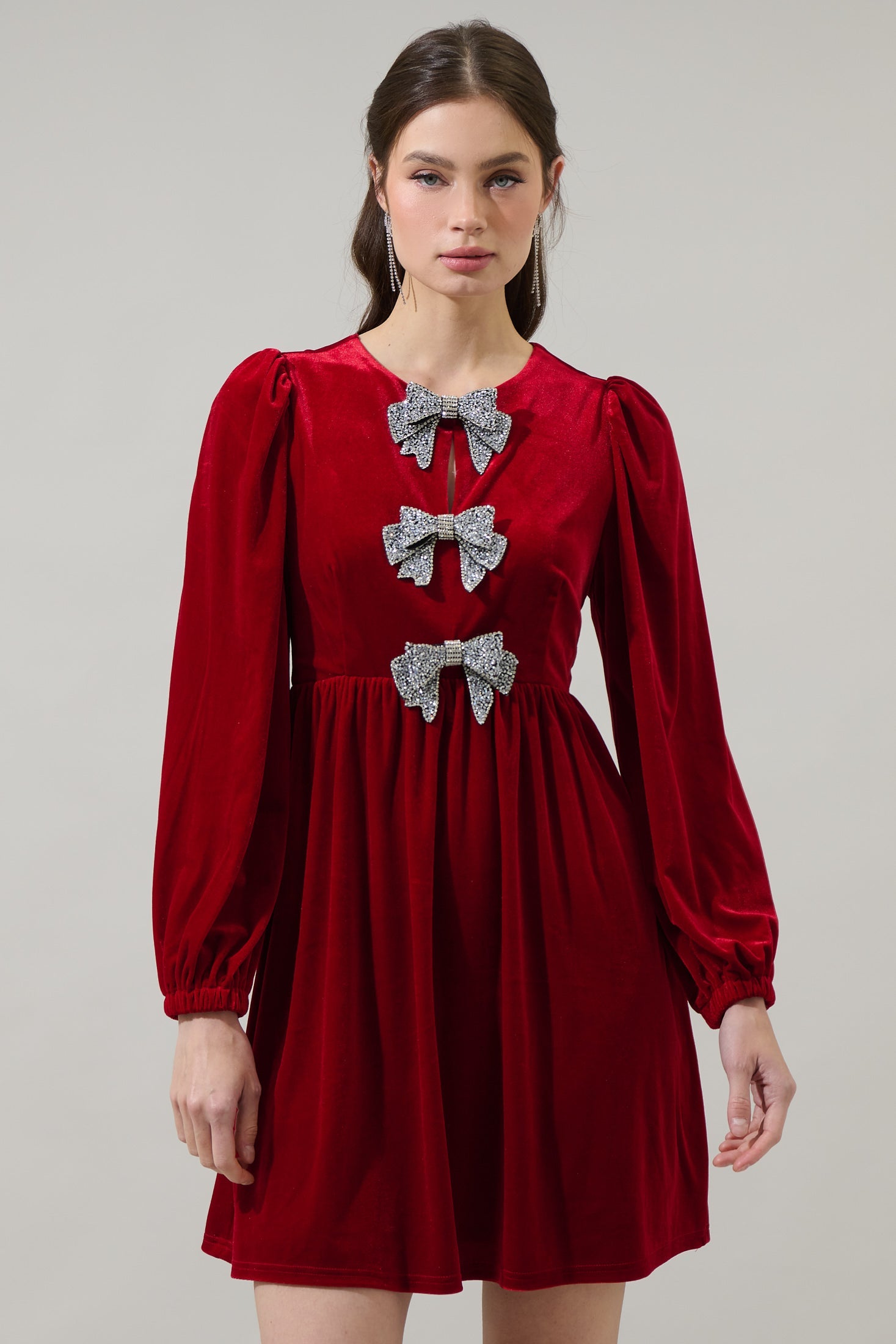 Glow Bow Velvet Dress Sugarlips Glow Bow Velvet Dress Sugarlips