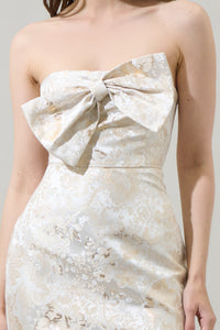 Jewel Jacquard Bow Strapless Mini Dress