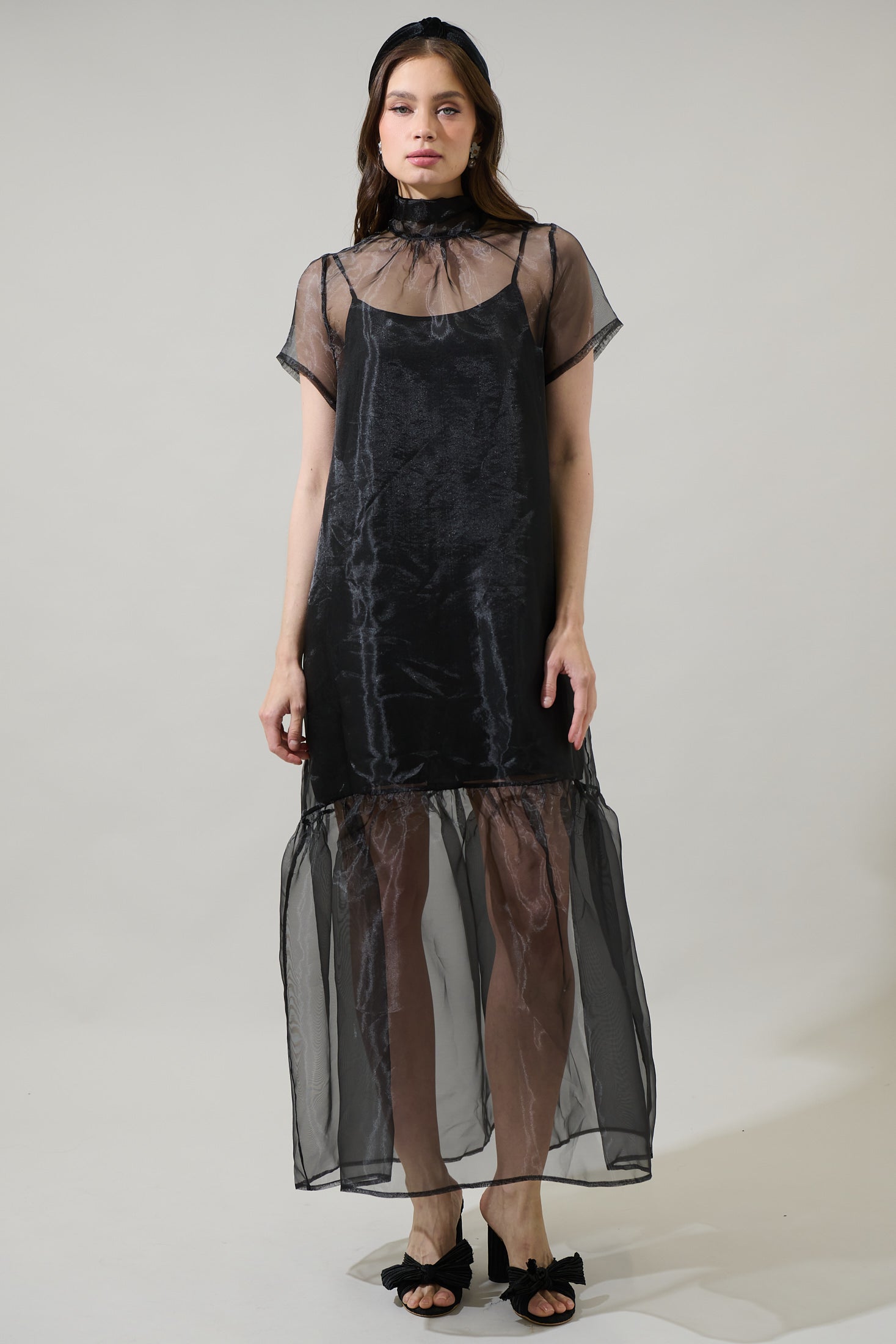 Dime Organza Mockneck Maxi Dress Black / XS by Sugarlips Dime Organza Mockneck Maxi Dress Black / XS by Sugarlips