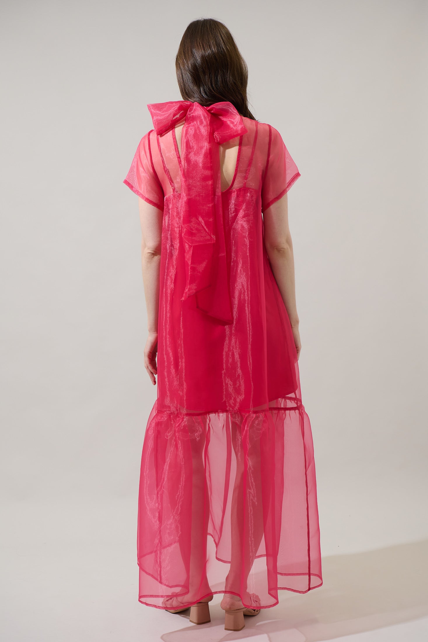 Dime Organza Mockneck Maxi Dress FUCHSIA / XS by Sugarlips Dime Organza Mockneck Maxi Dress FUCHSIA / XS by Sugarlips