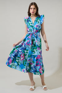 Lavera Floral Dynamite Button Midi Dress