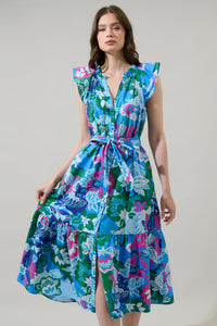 Lavera Floral Dynamite Button Midi Dress