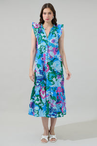 Lavera Floral Dynamite Button Midi Dress