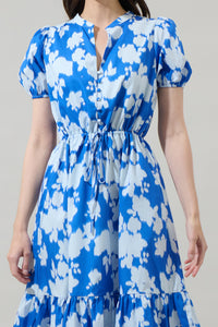 Grafton Floral Ticking Floral Waist Tie Midi Dress