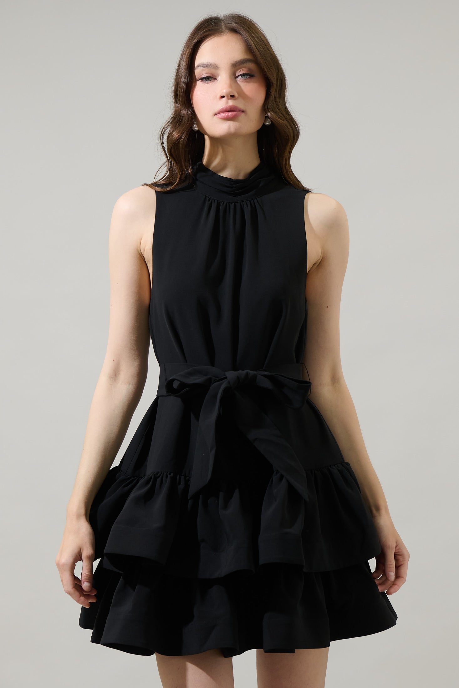 Teresa Ruffle Tiered Mini Dress Black / L by Sugarlips Teresa Ruffle Tiered Mini Dress Black / L by Sugarlips