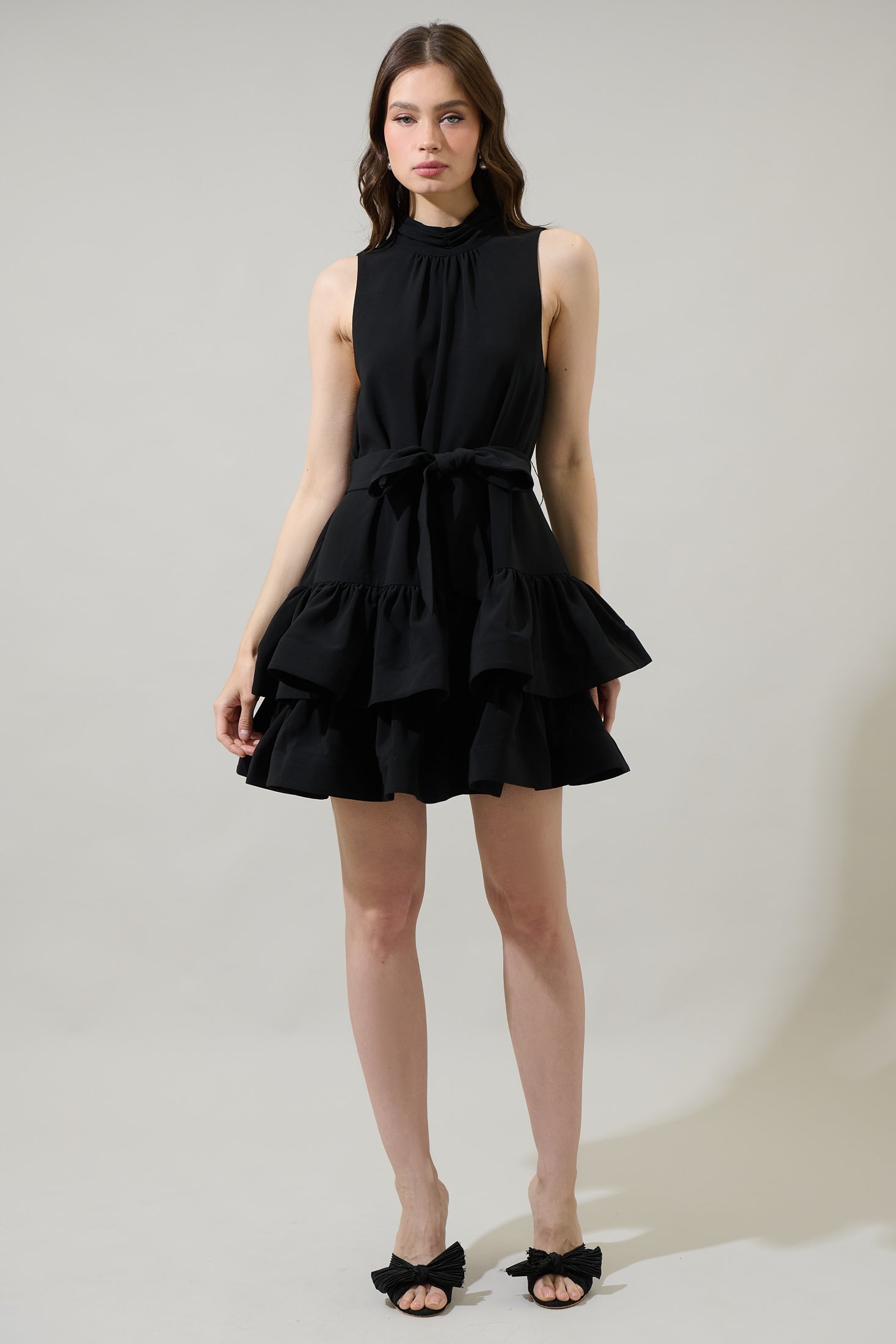 Teresa Ruffle Tiered Mini Dress Black / L by Sugarlips Teresa Ruffle Tiered Mini Dress Black / L by Sugarlips