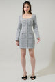 Janae Tweed Salome Pearl Button Down Mini Dress