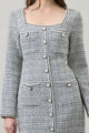 Janae Tweed Salome Pearl Button Down Mini Dress