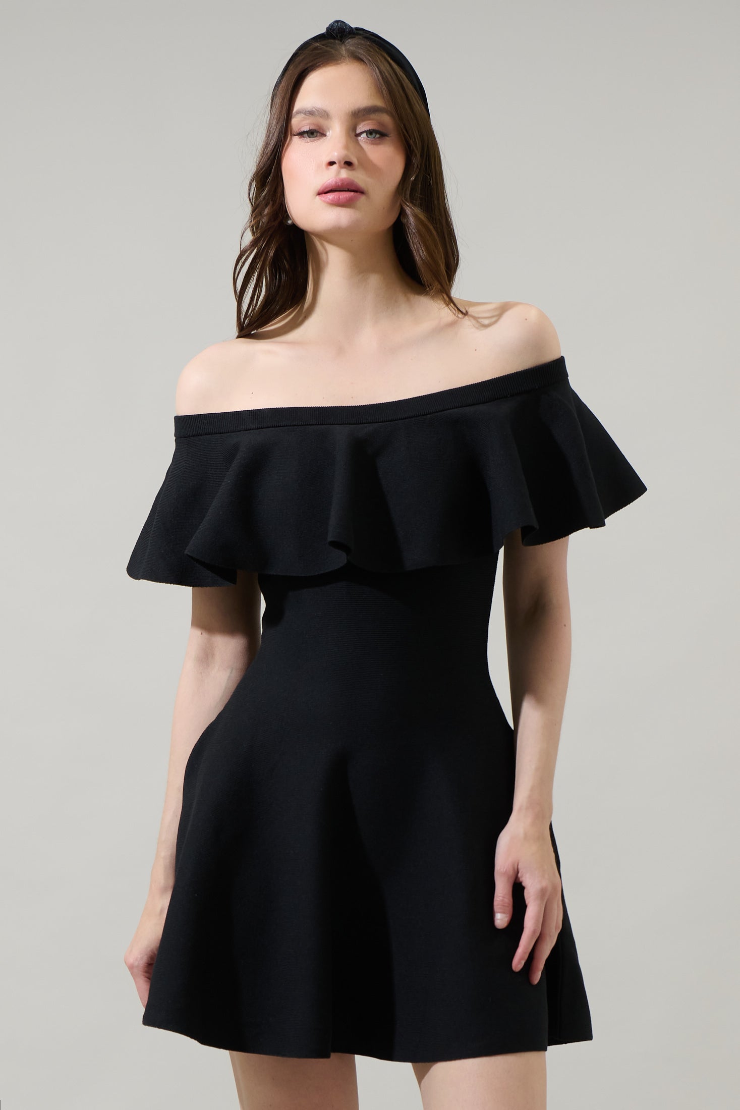 Dennet Off The Shoulder Flare Mini Dress Black / Xs by Sugarlips Dennet Off The Shoulder Flare Mini Dress Black / Xs by Sugarlips