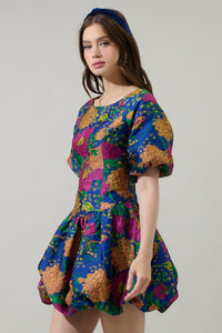 Iriana Floral Elisah Jacquard Bubble Mini Dress