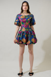 Iriana Floral Elisah Jacquard Bubble Mini Dress