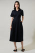 Aimee Collared Pleated Midi Dress