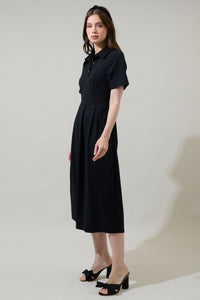 Aimee Collared Pleated Midi Dress