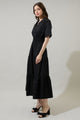 Milah Tiered Collared Maxi Dress