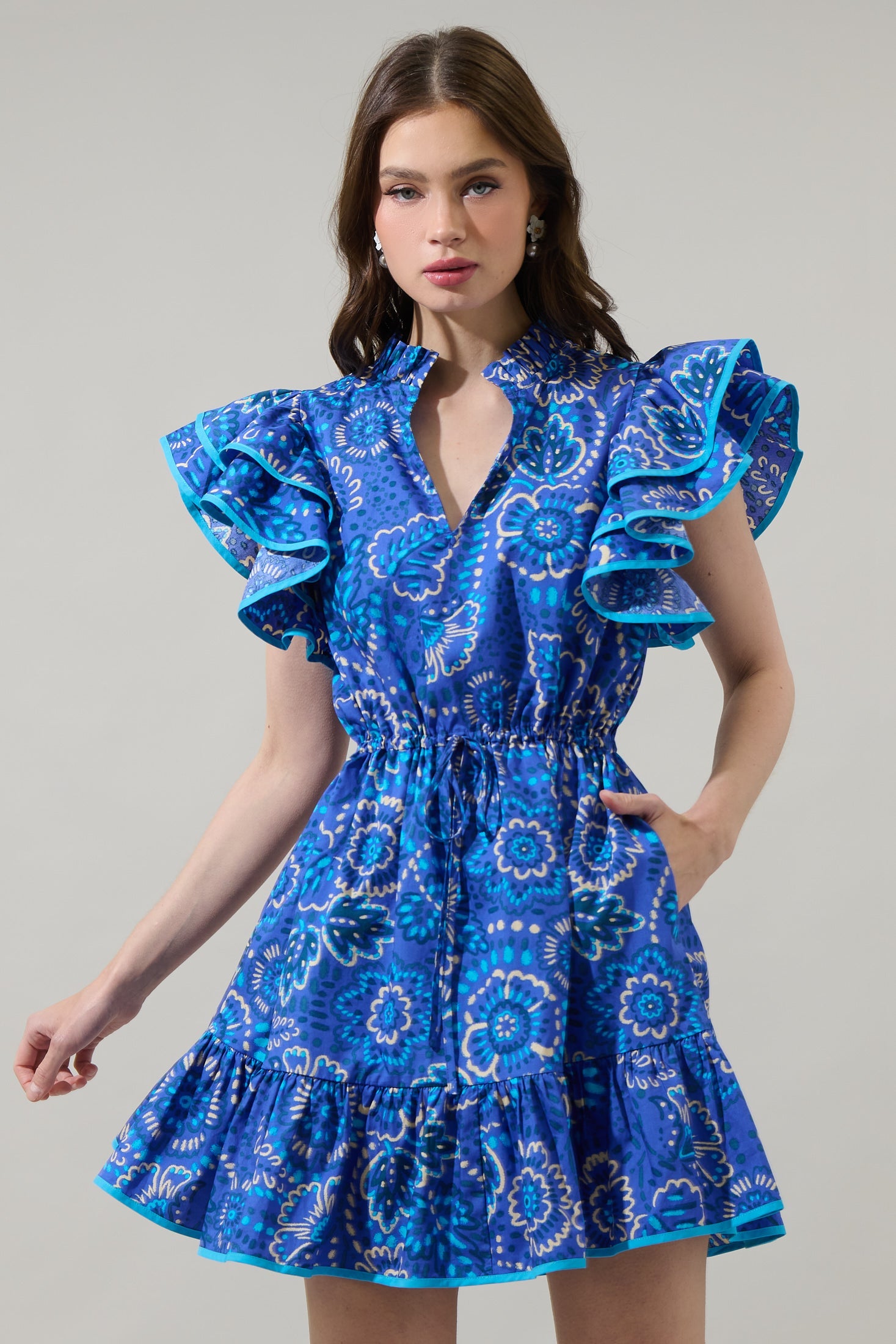 Kenner Floral Alina Ruffle Shift Mini Dress Sugarlips Kenner Floral Alina Ruffle Shift Mini Dress Sugarlips