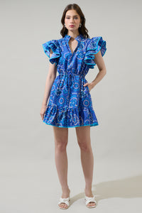 Kenner Floral Alina Ruffle Shift Mini Dress