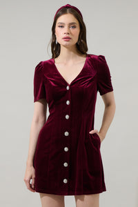 Jackson Velvet Button Mini Dress