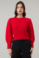 Ashtyn Cable Knit Balloon Sleeve Crop Sweater