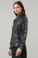 Zuri Isabella Sequin Mock Neck Blouse