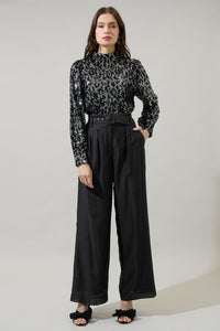 Zuri Isabella Sequin Mock Neck Blouse