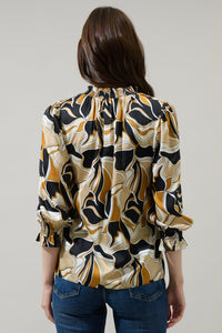 Madrone Abstract Groover Split Neck Blouse