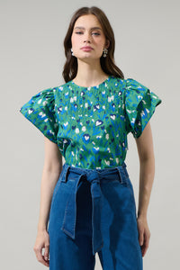 Laury Floral Star Ruffle Top