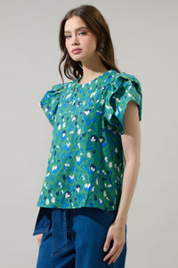 Laury Floral Star Ruffle Top