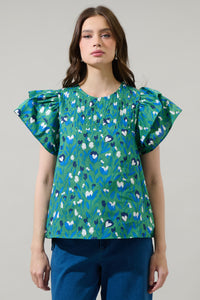 Laury Floral Star Ruffle Top