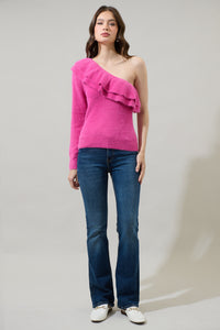 Wayne Ruffle One Shoulder Sweater Top