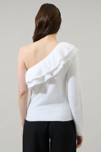 Wayne Ruffle One Shoulder Sweater Top