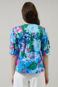 Lavera Floral Waterlilly Balloon Sleeve Top