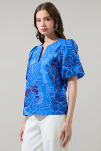 Maris Floral Adi Poplin Split Neck Top