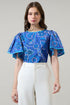 Kenner Floral Sydne Flutter Sleeve Top