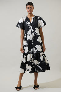 Shadow Floral Cora Button Up Midi Dress