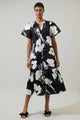 Shadow Floral Cora Button Up Midi Dress