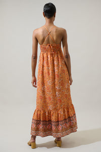 Gisela Floral Valle Tie Back Maxi Dress