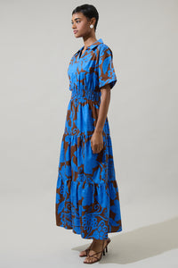 Ofelia Floral Milah Tiered Collared Maxi Dress