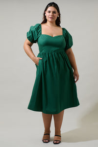 Sun City Alessi Puff Sleeve Midi Dress Curve