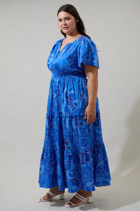 Maris Floral Palmer Poplin Tiered Maxi Dress Curve