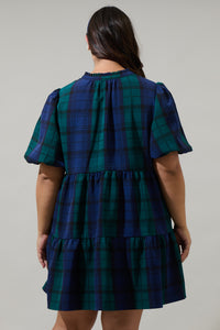 Hudson Plaid Jacey Babydoll Mini Dress Curve