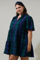 Hudson Plaid Jacey Babydoll Mini Dress Curve