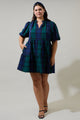 Hudson Plaid Jacey Babydoll Mini Dress Curve